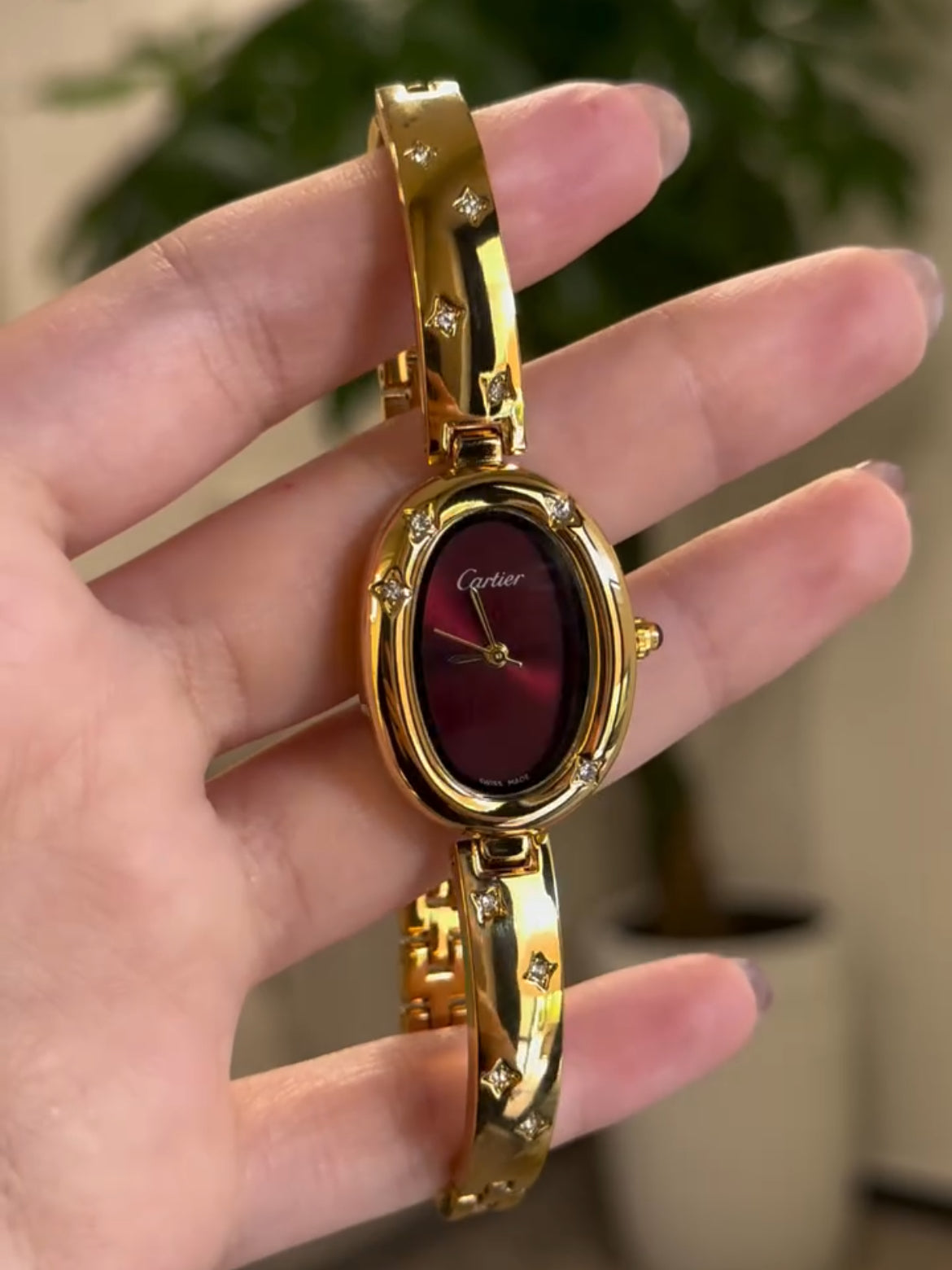 Deep Red Stone Watch with Kada