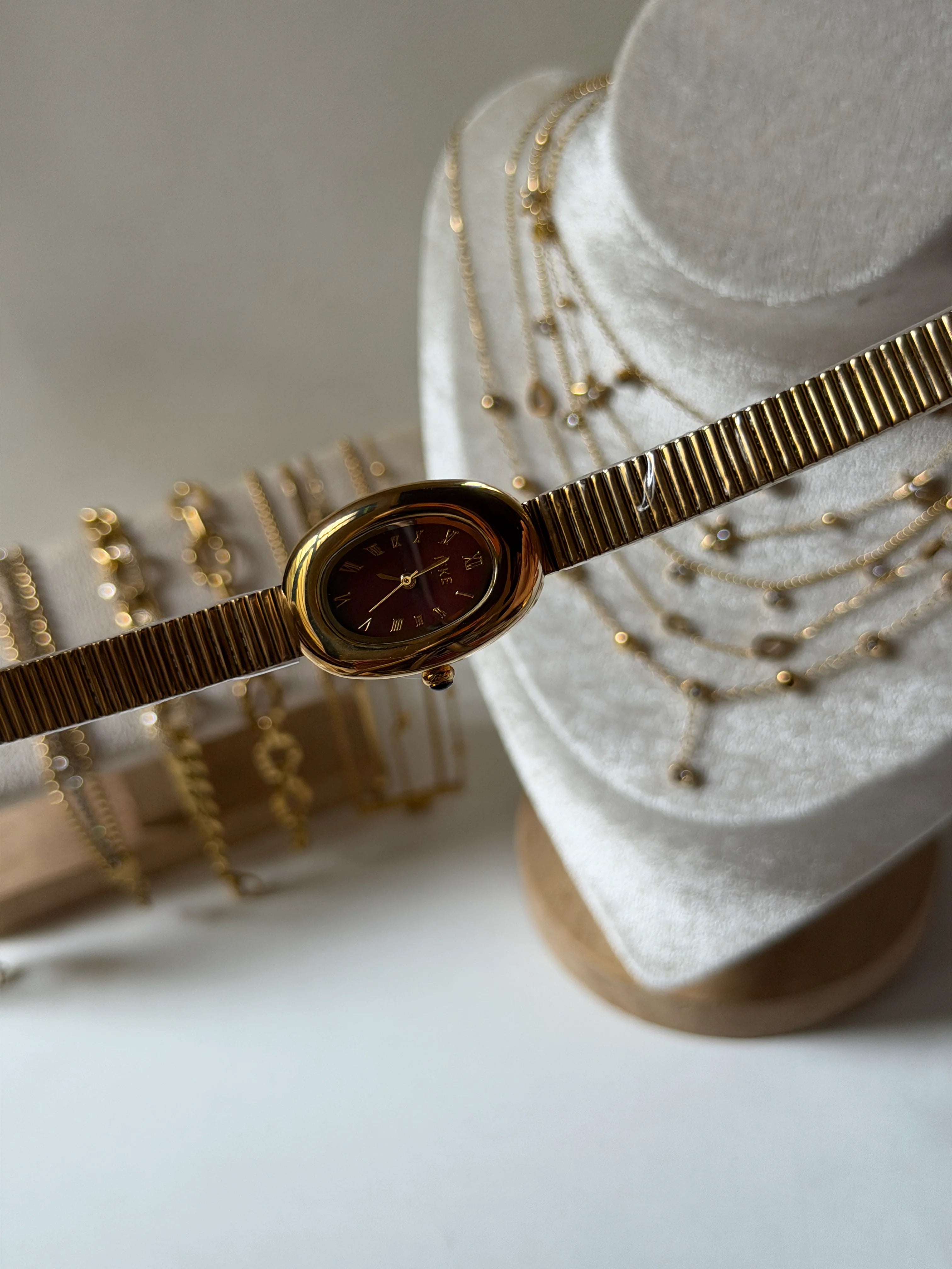 Aurel cherry Luxe vintage watch stack